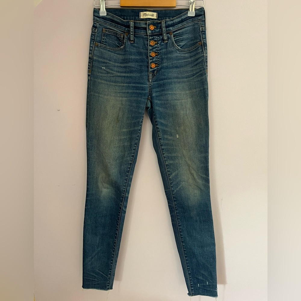 Madewell High Riser Skinny Skinny Jeans Button Fly | size 27 tall